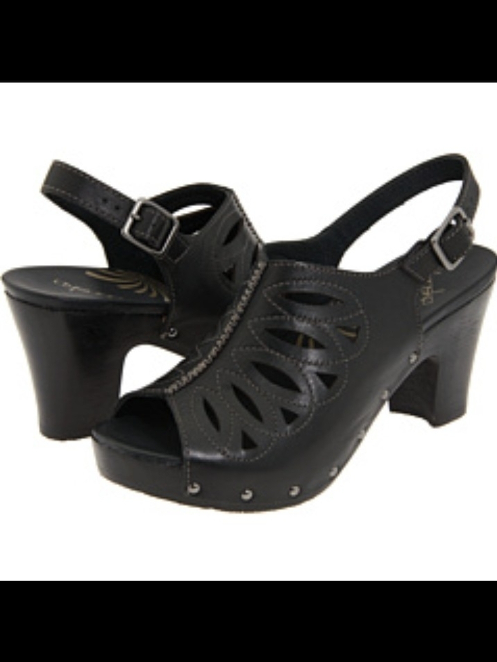Dansko ROWENA Black Women's Cutout Slingback Heeled Sandals